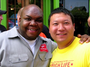 With Windell Middlebrooks, the Miller High Life Delivery Guy, at an IAVA event in Baltimore